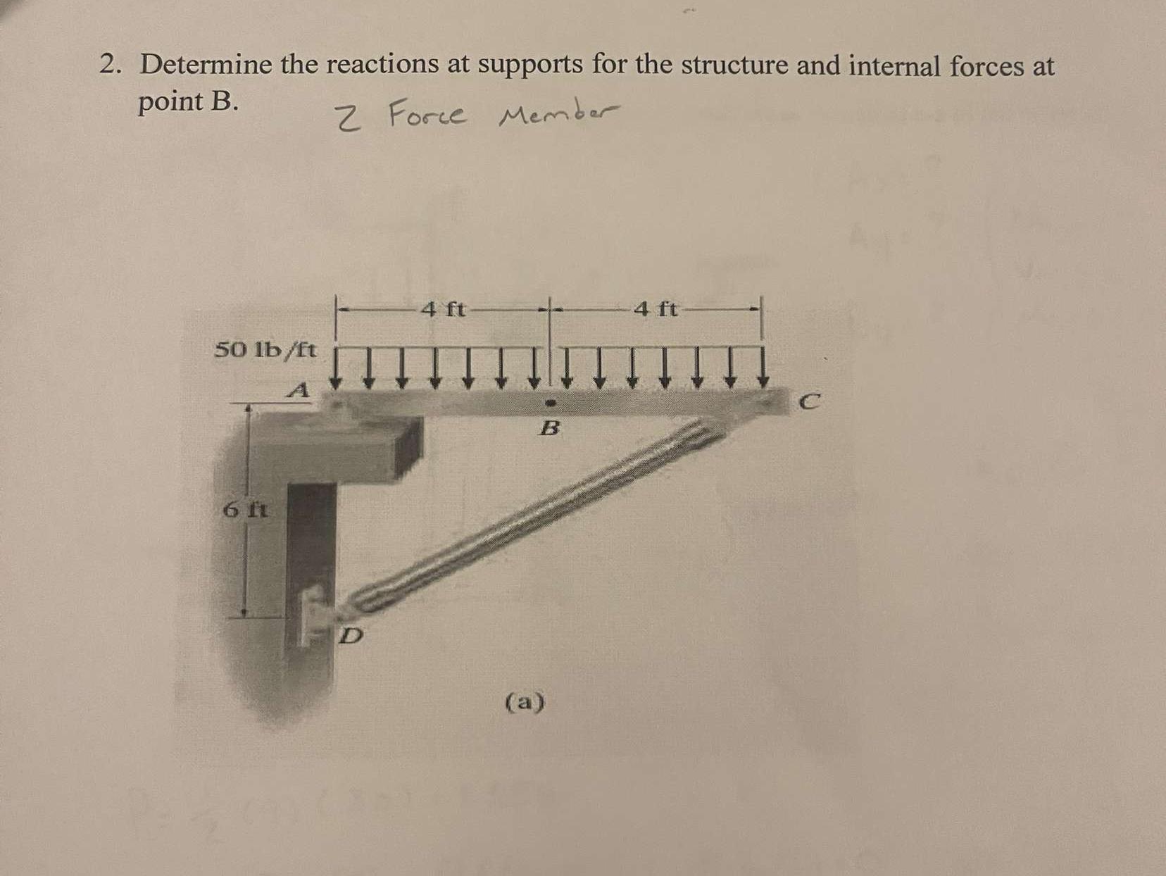Determine the reactions at supports for the