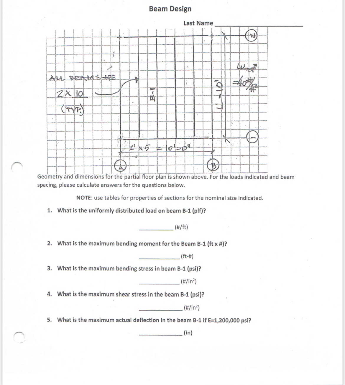 Beam Design Last Name q , Geometry and dimensions