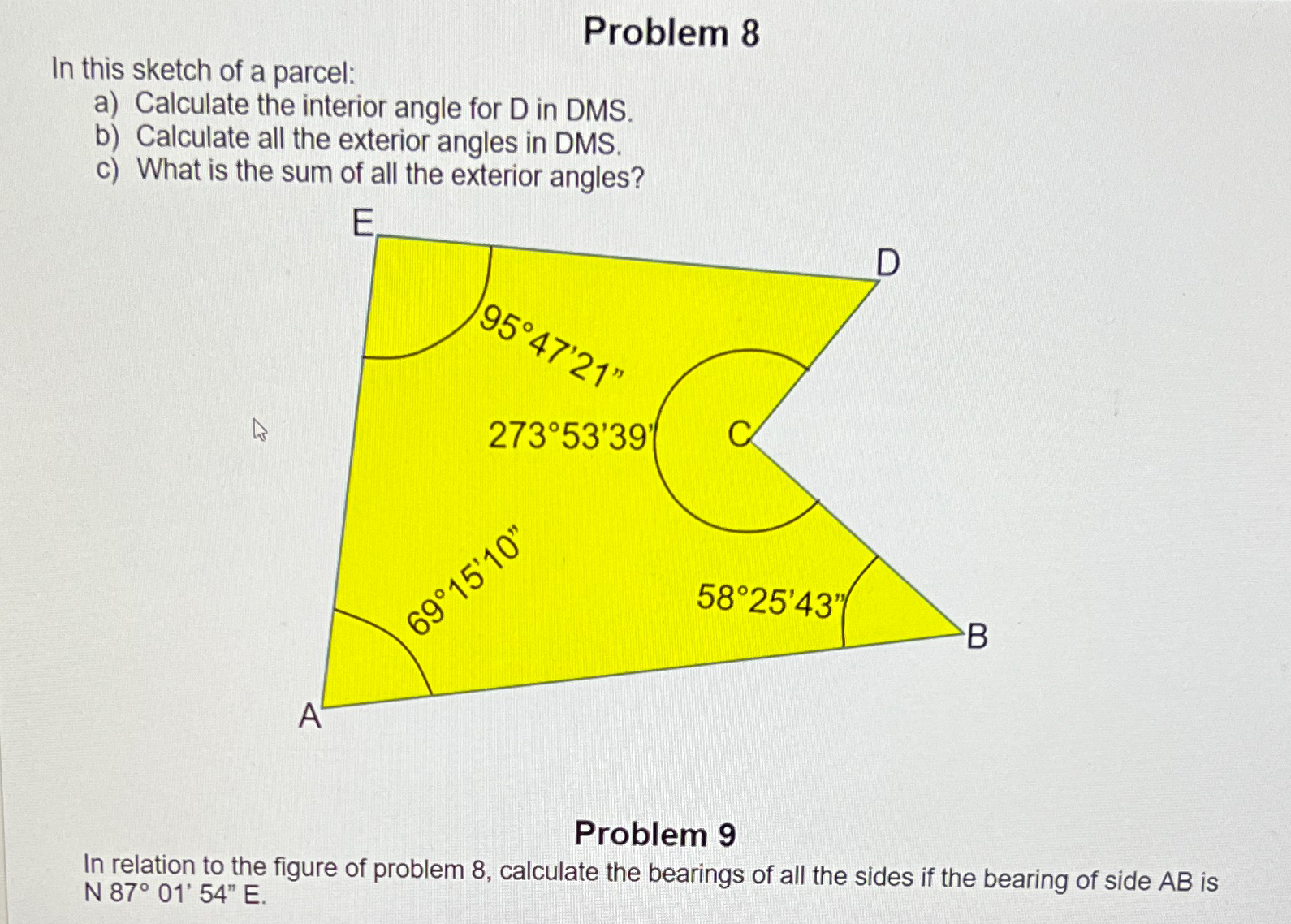 Problem 8 In this sketch of a parcel: a )