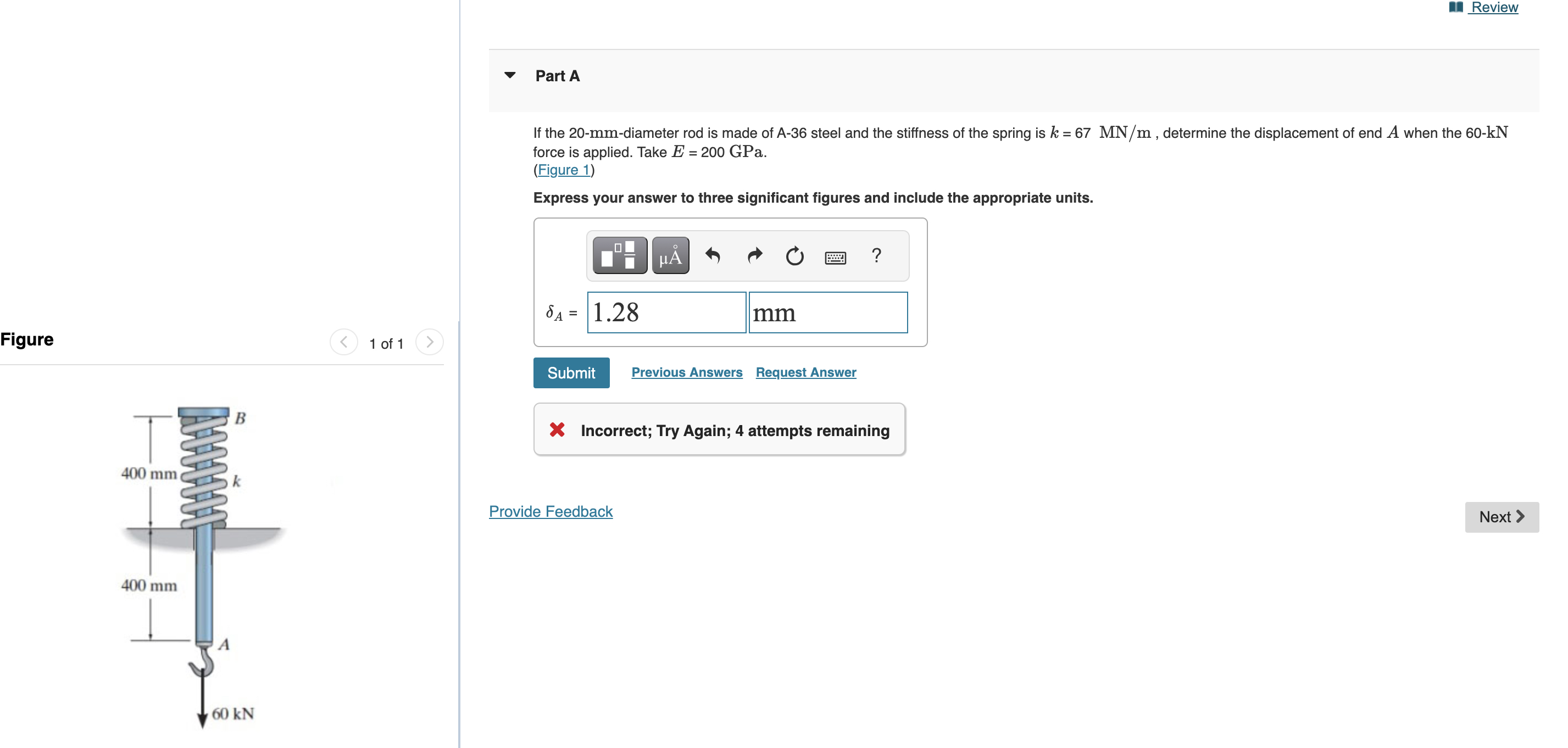 Review Part A If the 2 0 - mm - diameter rod is