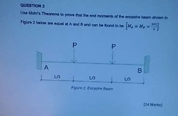 QUESTON 2 Use Mohrs Theorems to prove that the