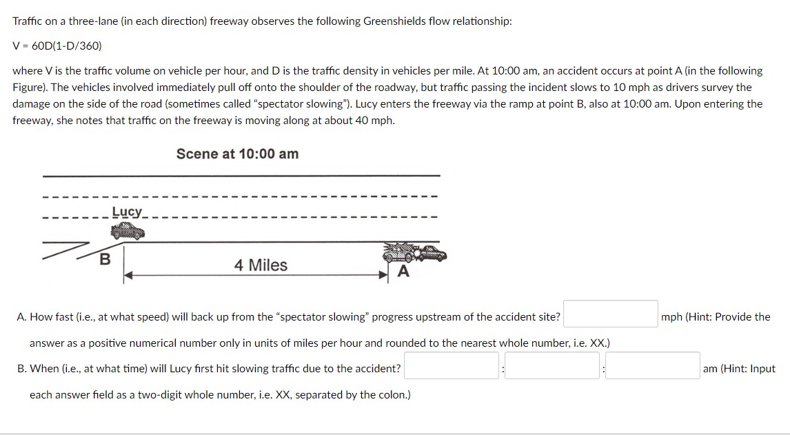 Traffic on a three - lane ( in each direction )