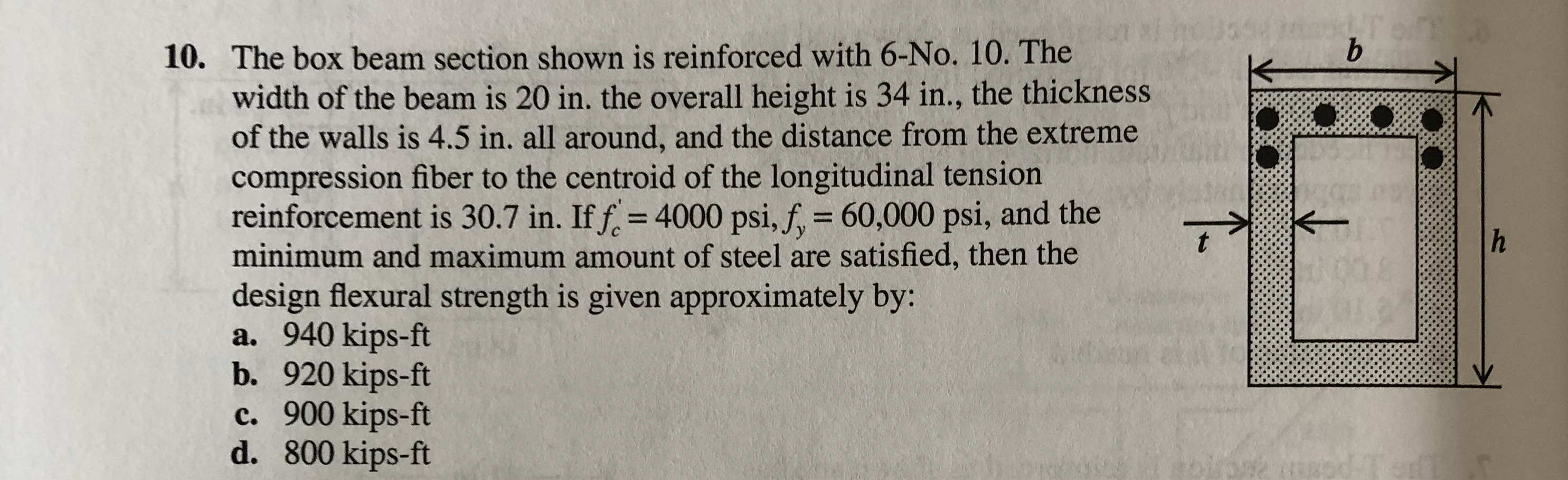 The box beam section shown is reinforced with 6 -