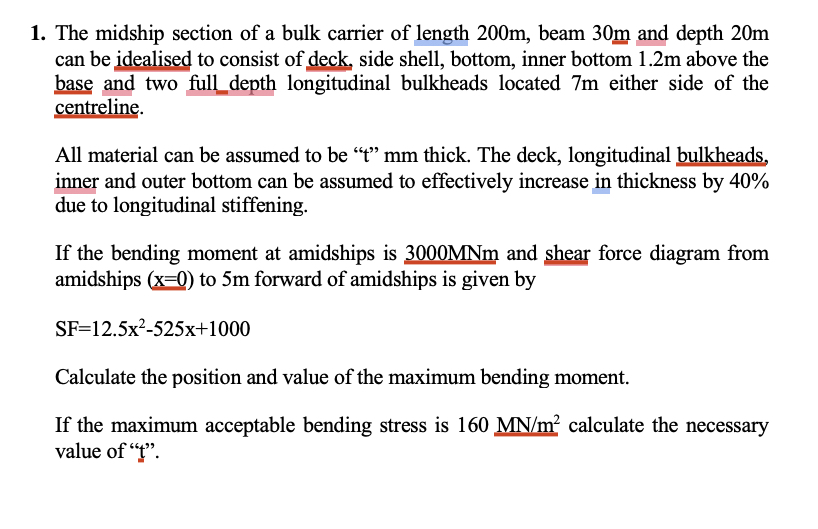 The midship section of a bulk carrier of length 2