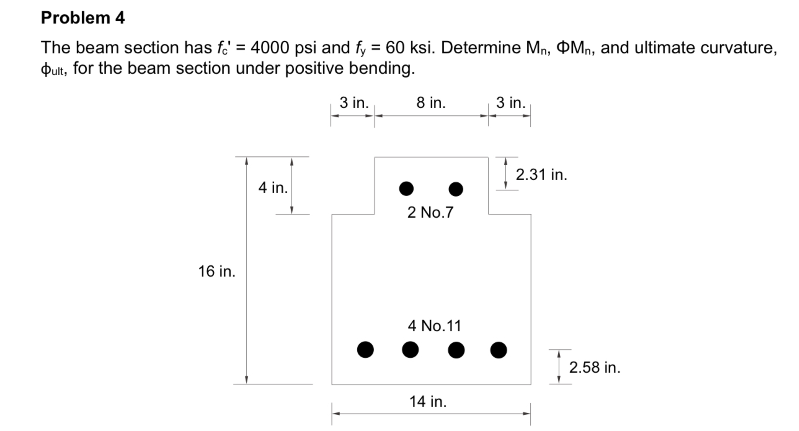 Problem 4 The beam section has f c ' = 4 0 0 0