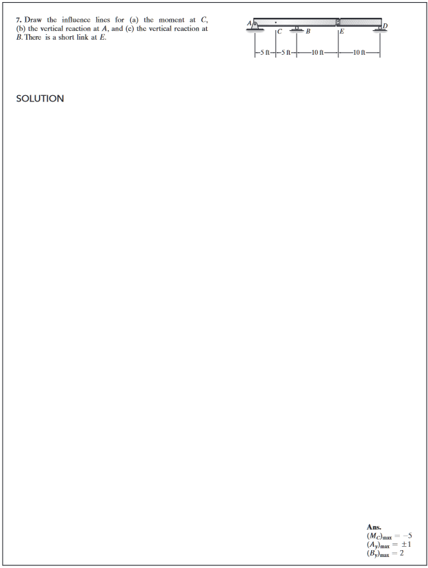 Draw the influence lines for ( a ) the moment at