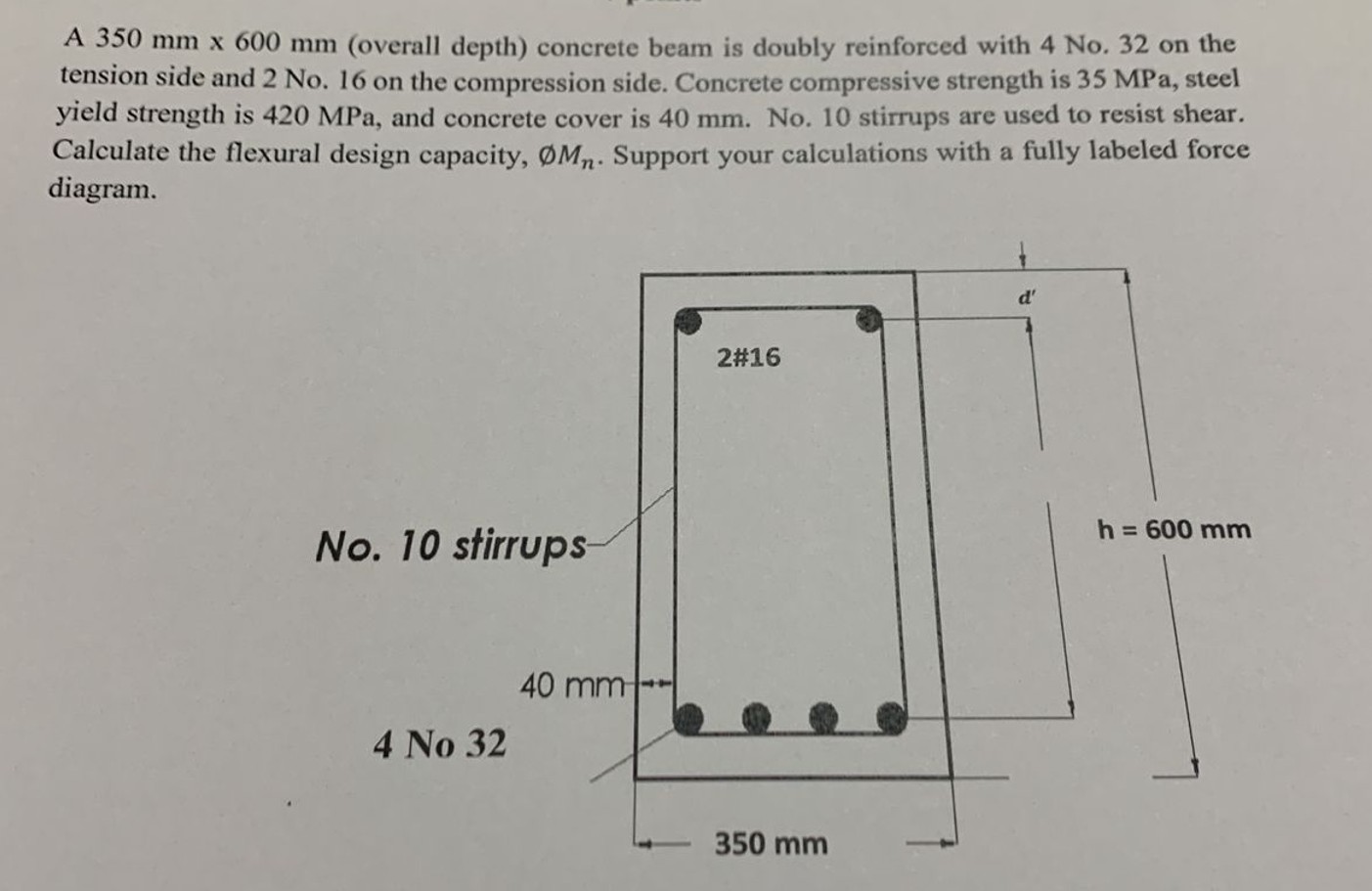 A 3 5 0 m m 6 0 0 m m ( overall depth ) concrete