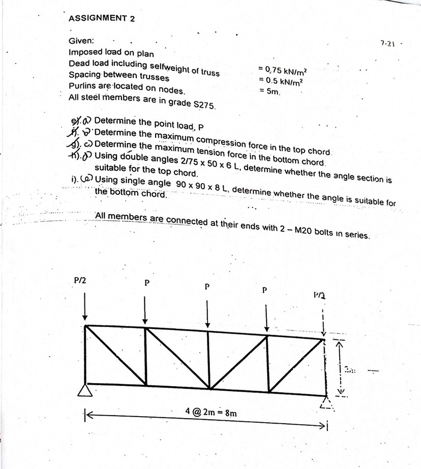 helpASSIGNMENT 2 Given: 7 . 2 1 Imposed load on