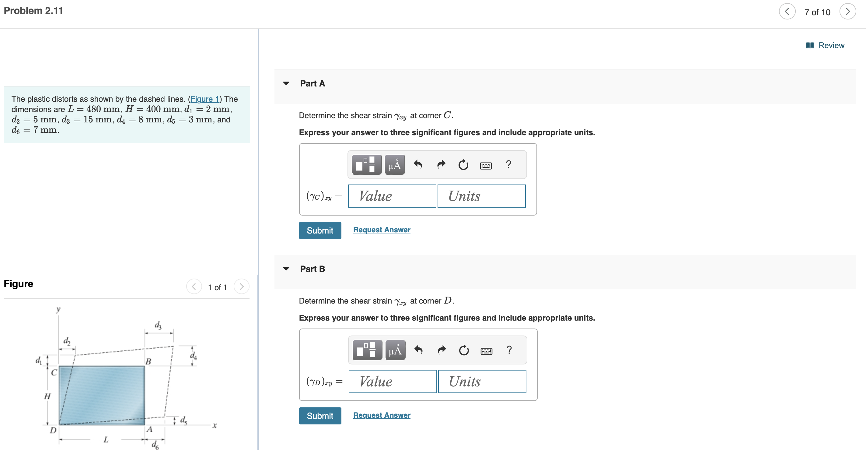 The plastic distorts as shown by the dashed