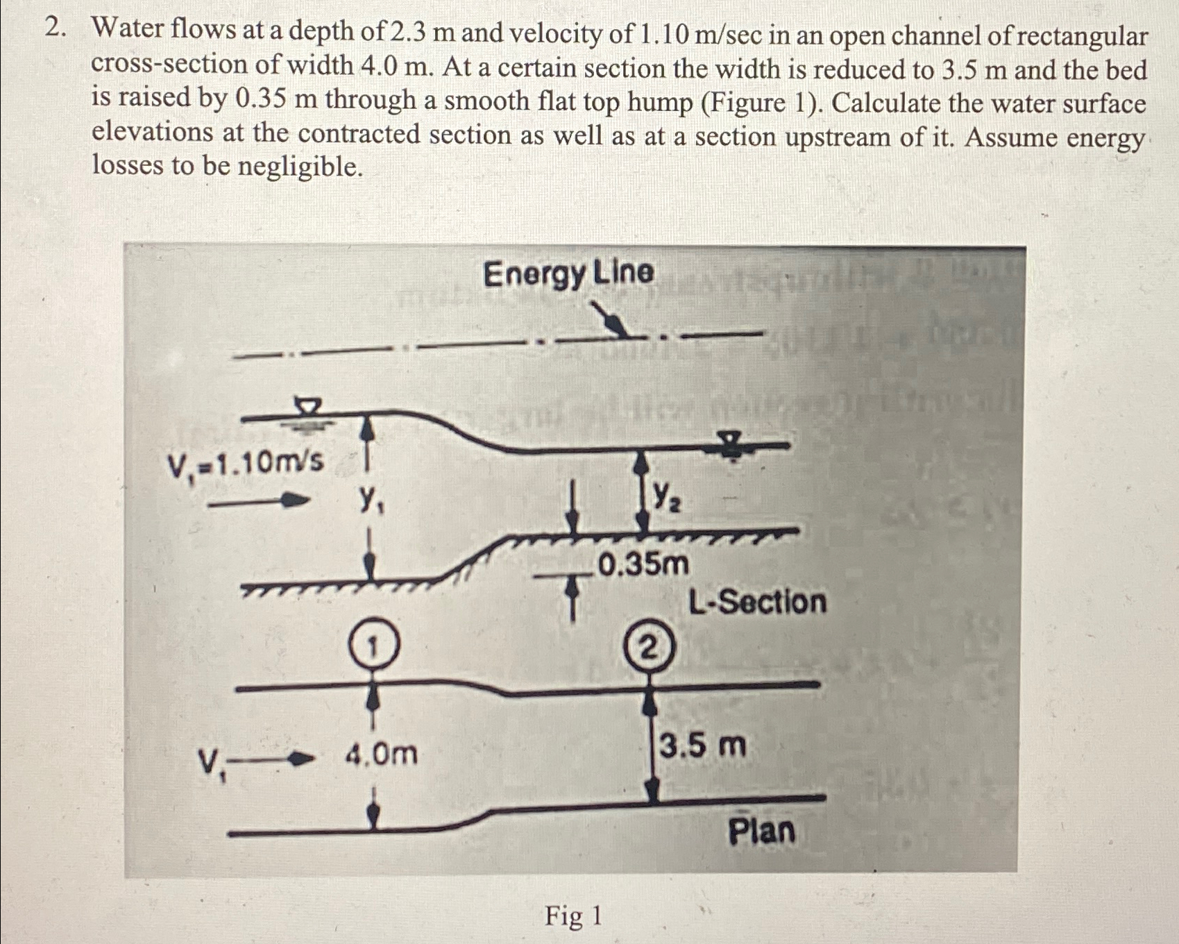 Water flows at a depth of 2 . 3 m and velocity of