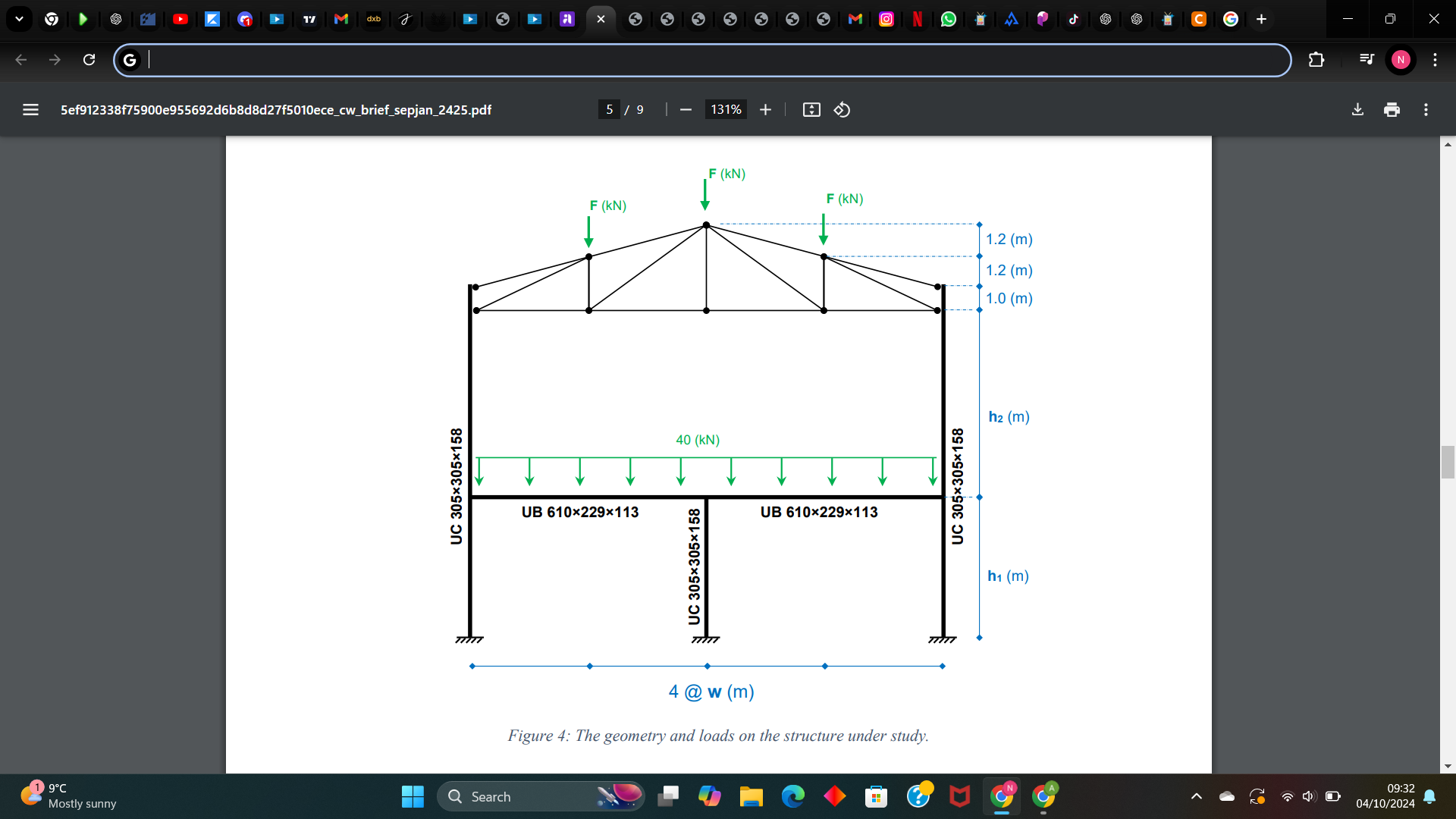 Use the stiffness method to calculate the nodal