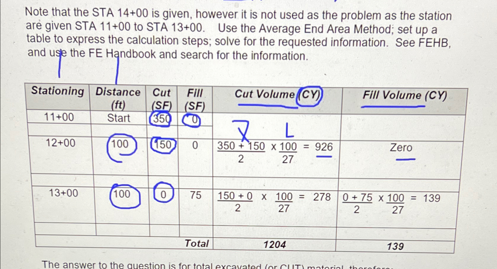 Note that the STA 1 4 + 0 0 is given, however it