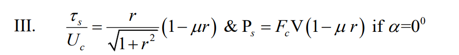 III. s U c = r 1 + r 2 2 ( 1 - r ) & P s = F c V