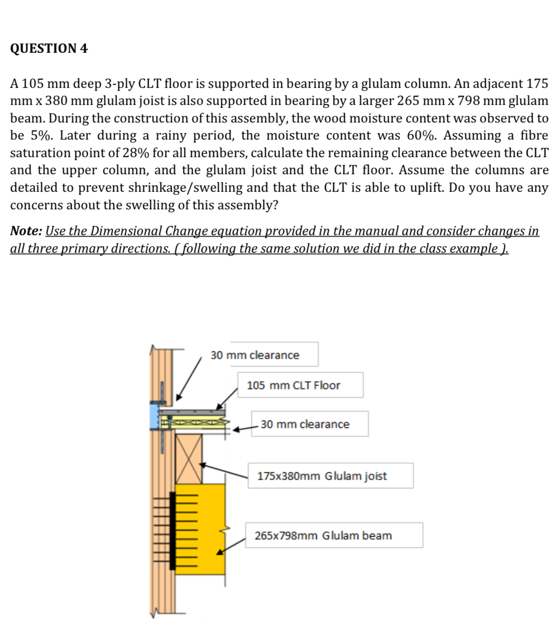 QUESTION 4 A 1 0 5 mm deep 3 - ply CLT floor is
