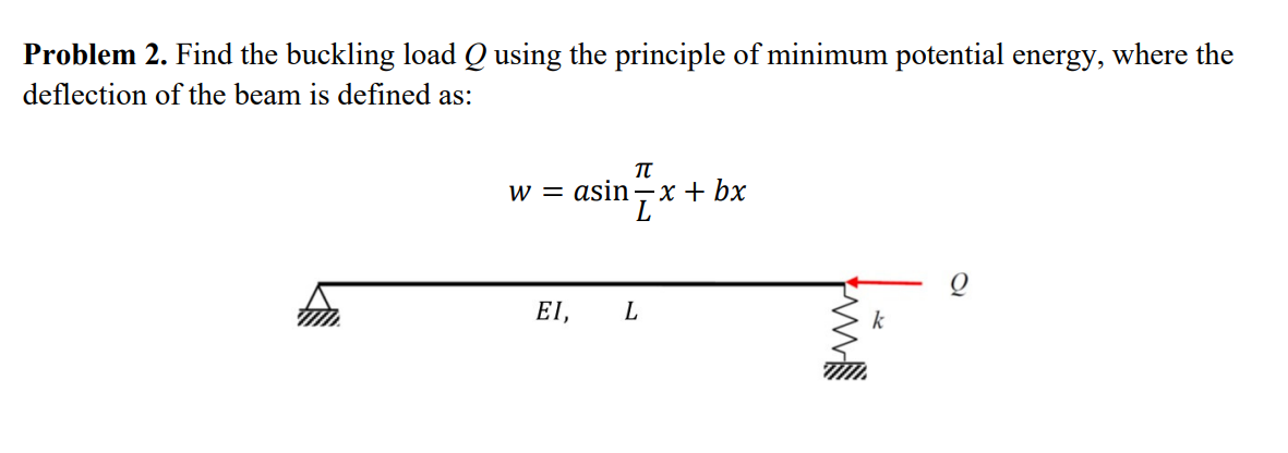 Problem 2 . Find the buckling load Q using the