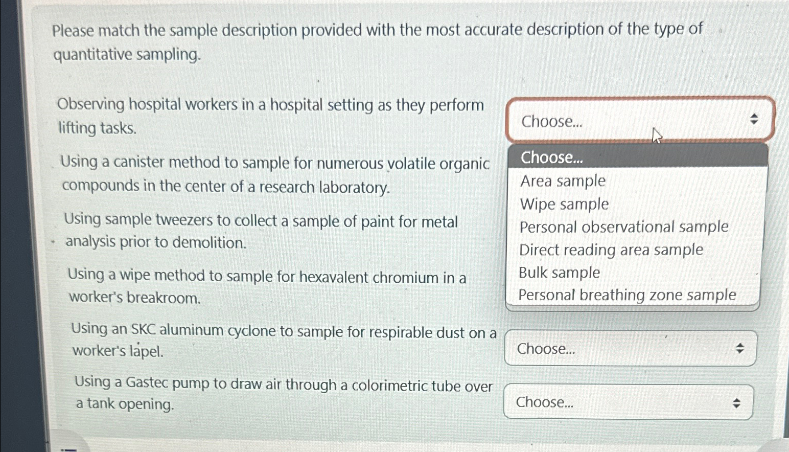 Please match the sample description provided with