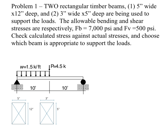 Problem 1 - TWO rectangular timber beams, ( 1 ) 5