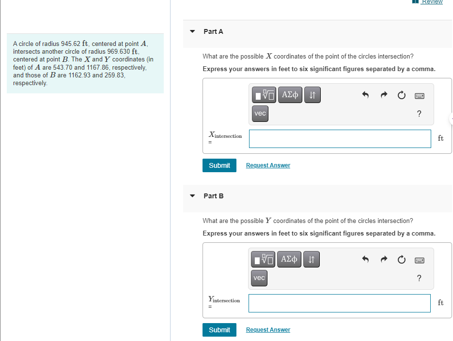 Part A A circle of radius 9 4 5 . 6 2 f t ,