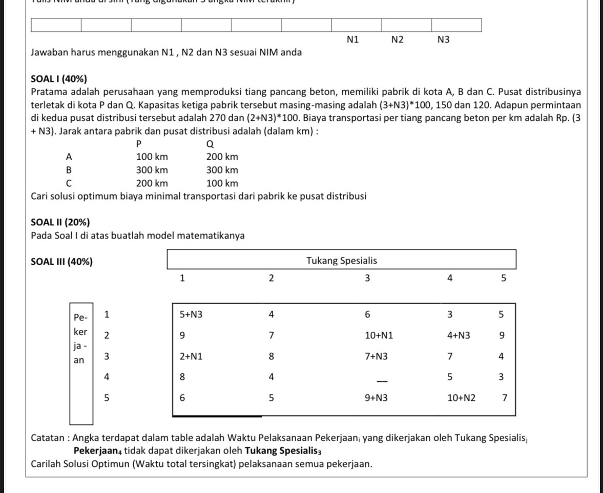 ### Problem I ( 4 0 % ) Pratama is a company that