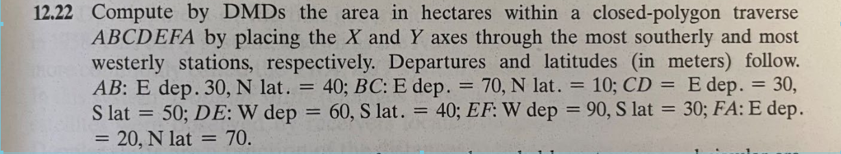 1 2 . 2 2 Compute by DMDs the area in hectares