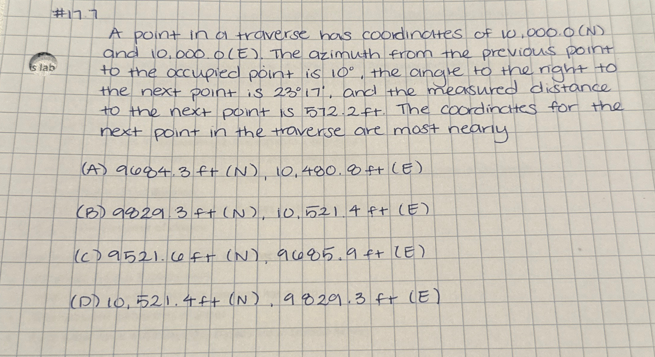 # 1 7 . 7 A point in a traverse has coordinates