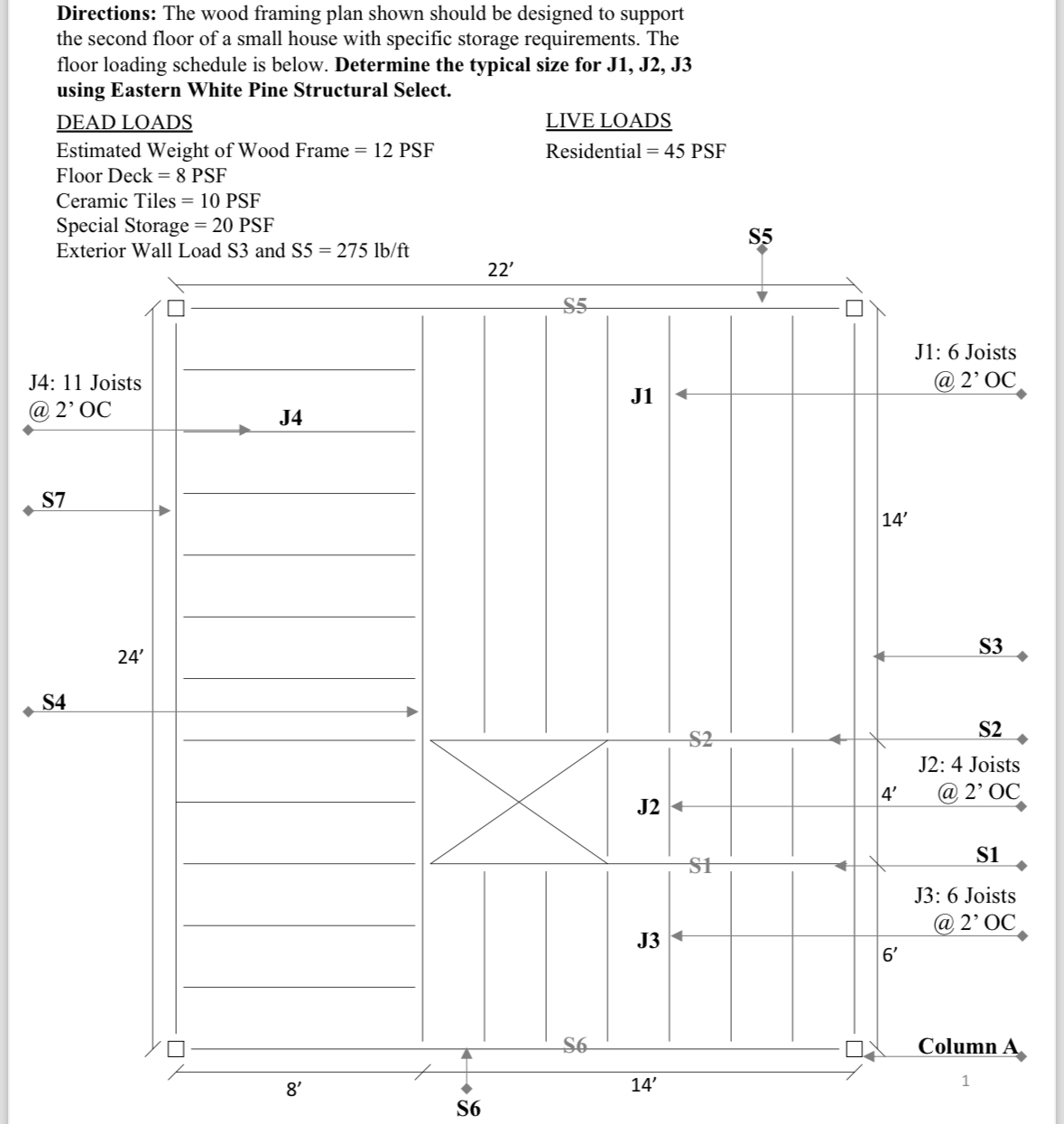 Directions: The wood framing plan shown should be