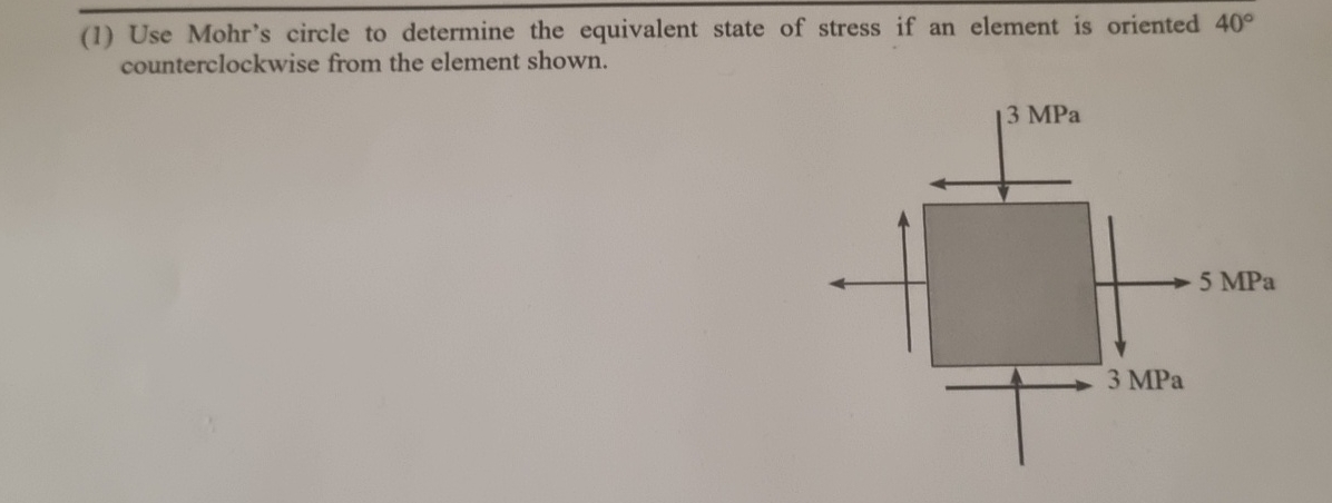( 1 ) Use Mohr's circle to determine the