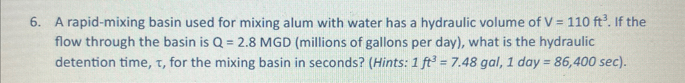 A rapid - mixing basin used for mixing alum with