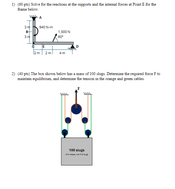 ( 6 0 pts ) Solve for the reactions at the