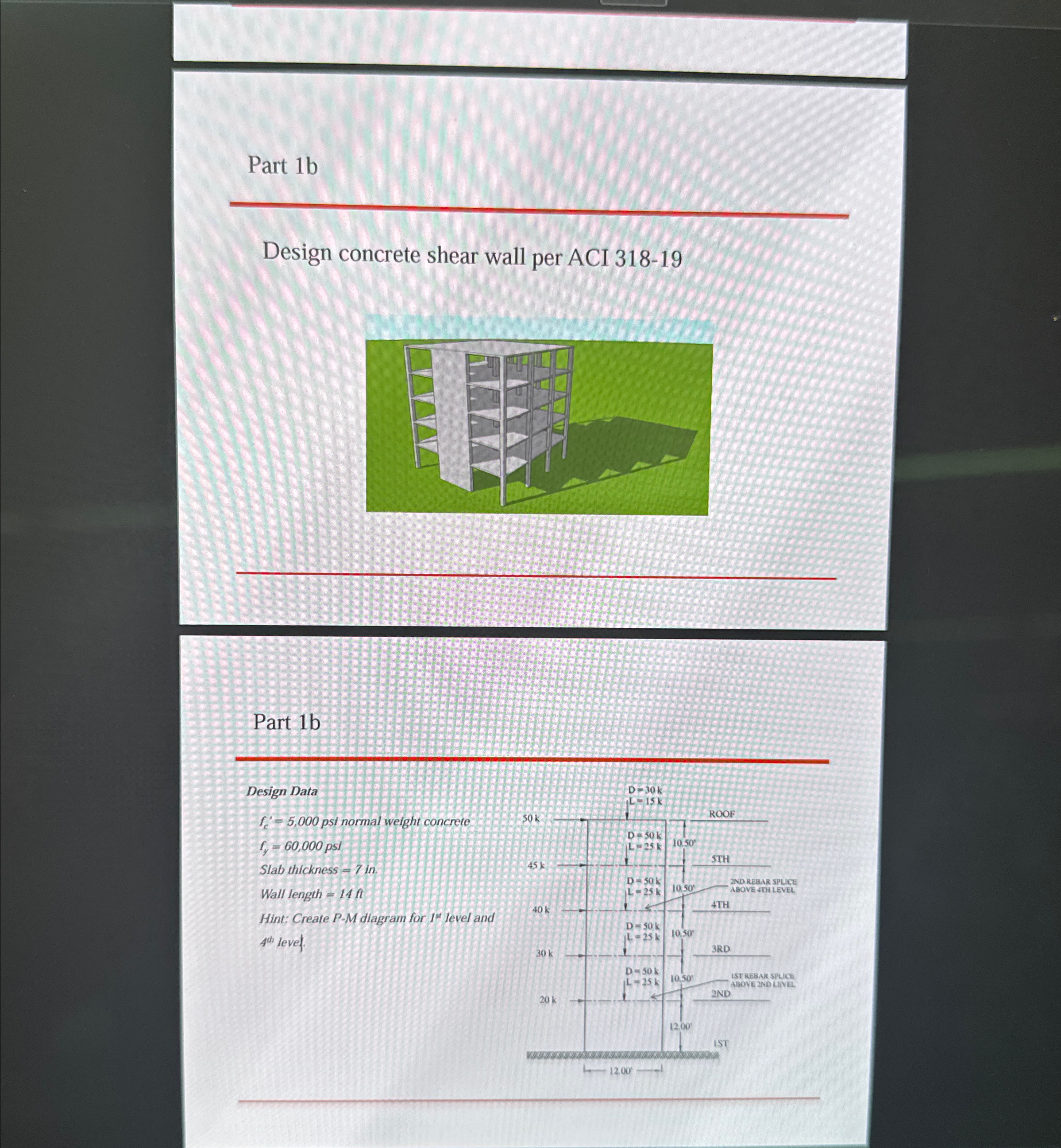 Part 1 b Design concrete shear wall per ACI 3 1 8