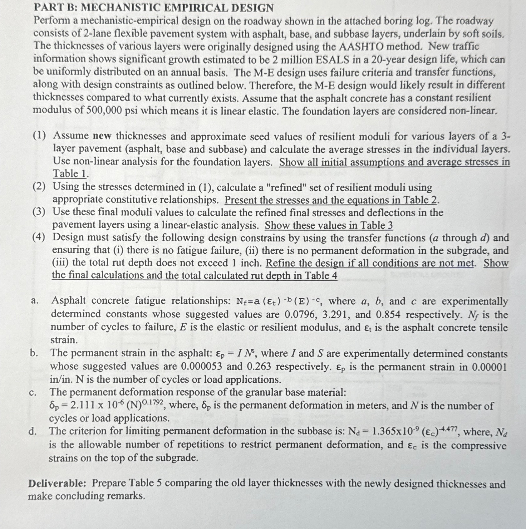 PART B: MECHANISTIC EMPIRICAL DESIGN Perform a