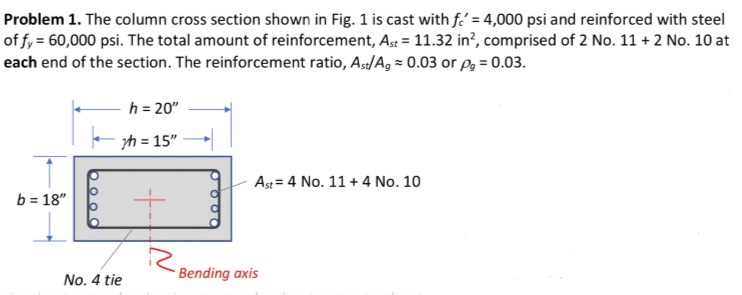 The column cross section shown in Fig. 1 is cast