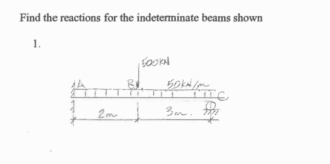 Find the reactions for the indeterminate beams