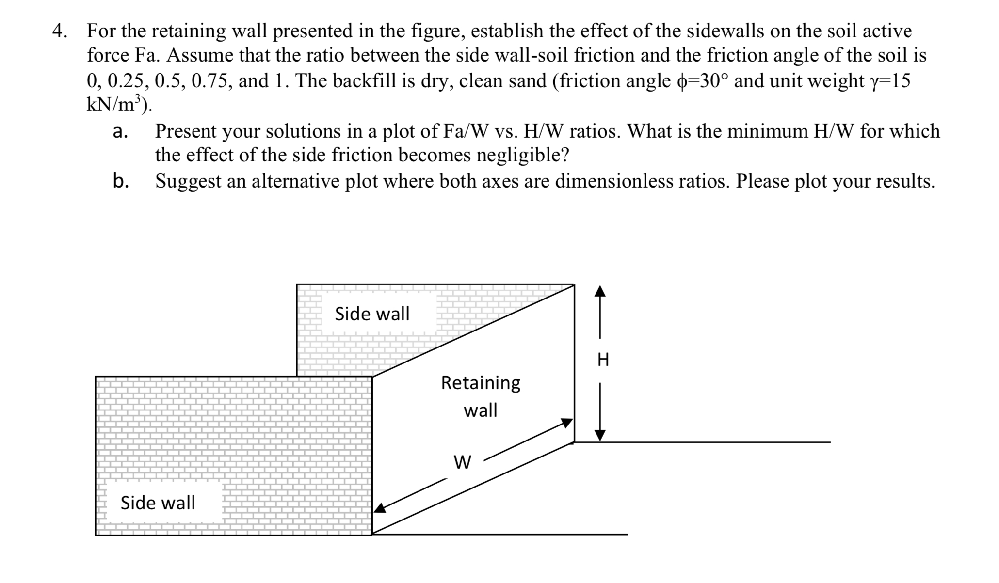 For the retaining wall presented in the figure,