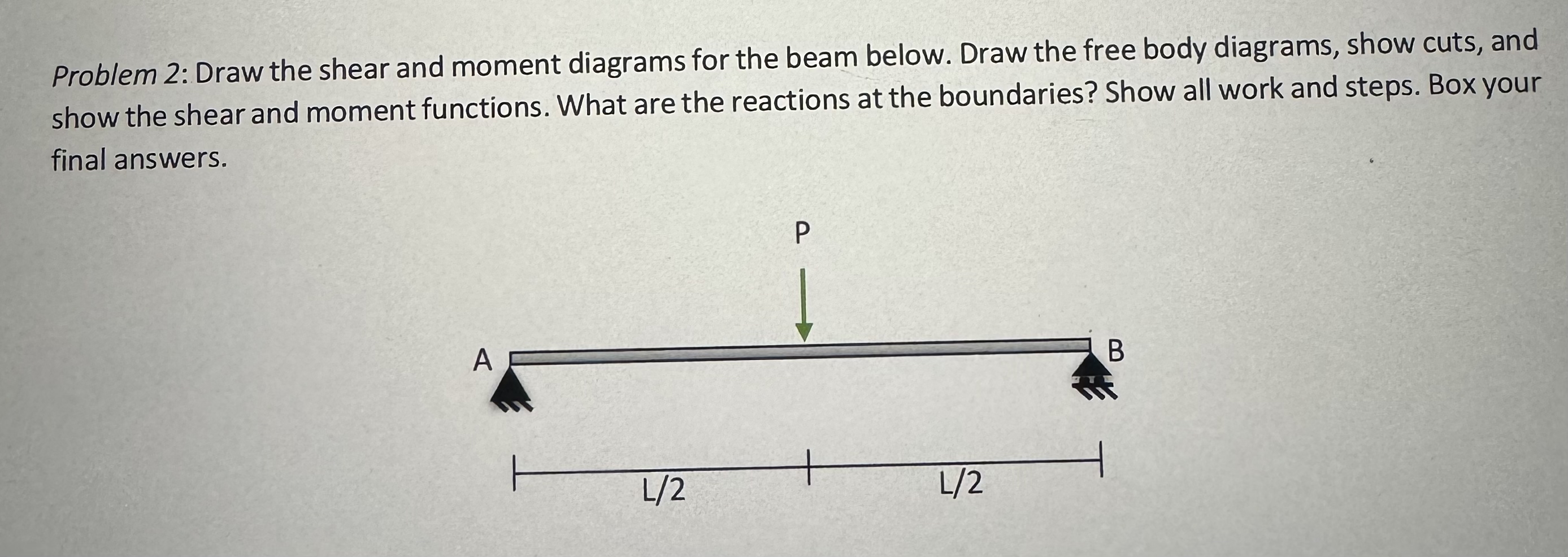 Problem 2 : Draw the shear and moment diagrams