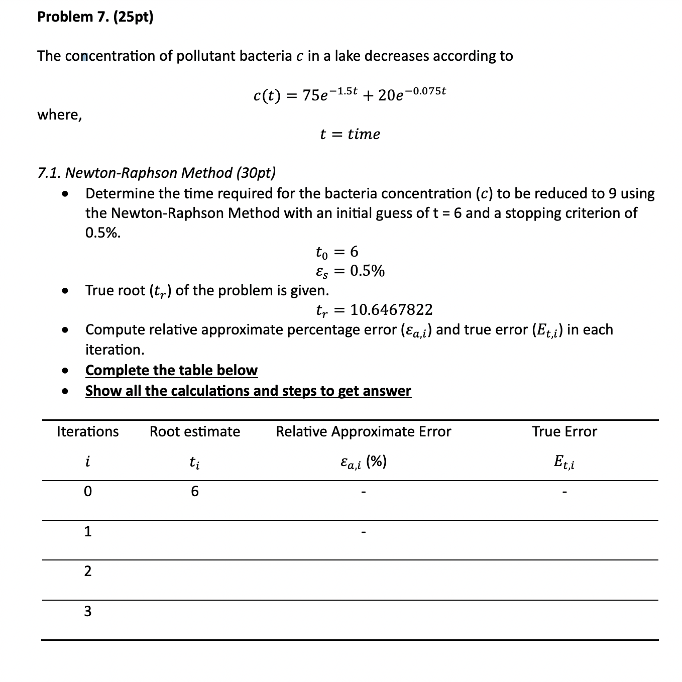Problem 7 . ( 2 5 pt ) The concentration of