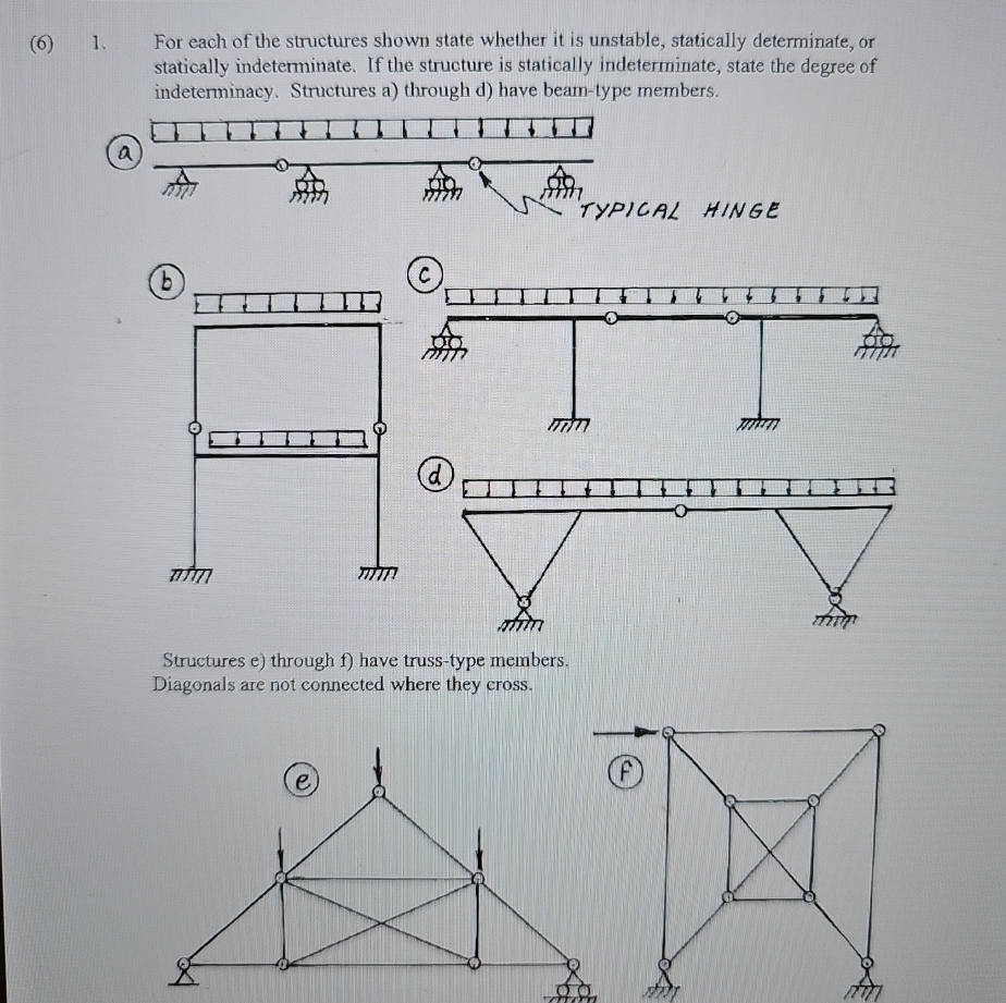 ( 6 ) 1 . For each of the structures shown state