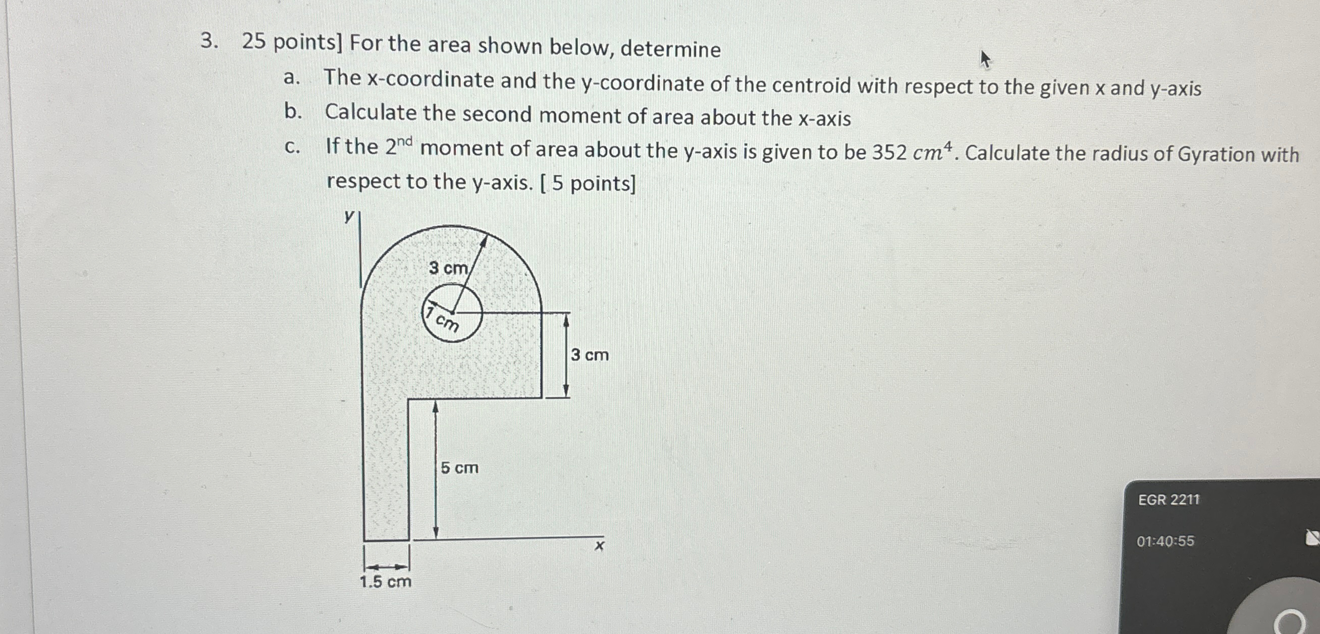2 5 points ] For the area shown below, determine