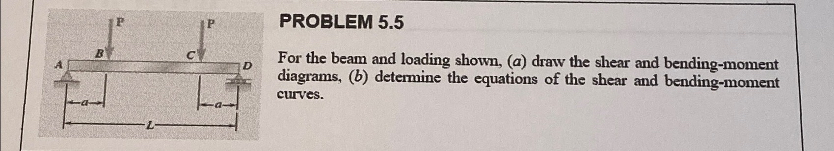 PROBLEM 5 . 5 For the beam and loading shown, ( a