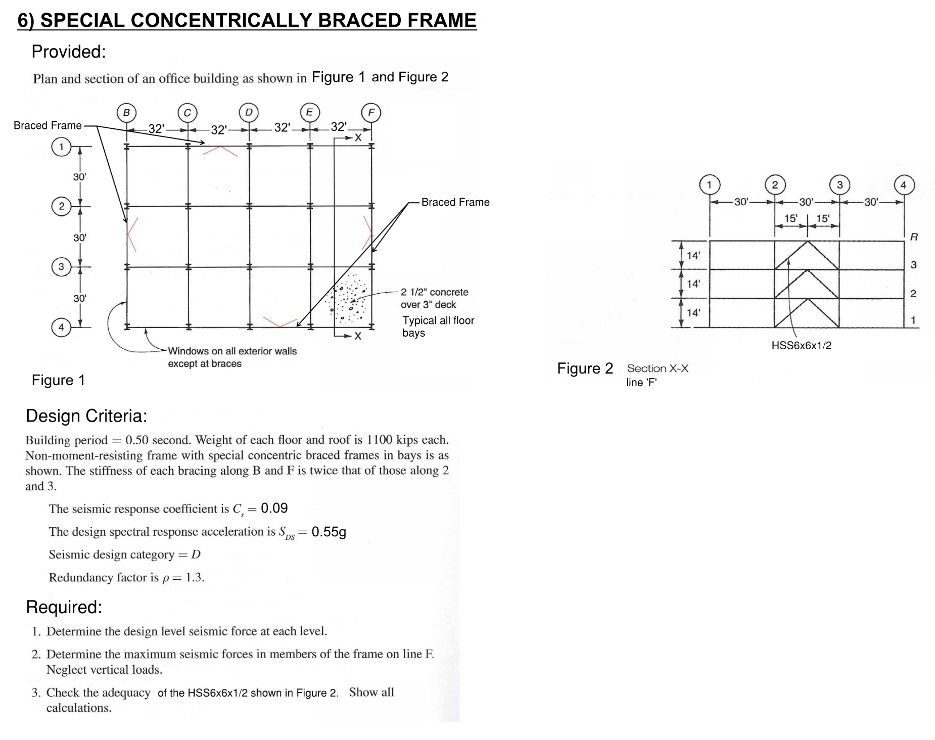 SPECIAL CONCENTRICALLY BRACED FRAME Provided: