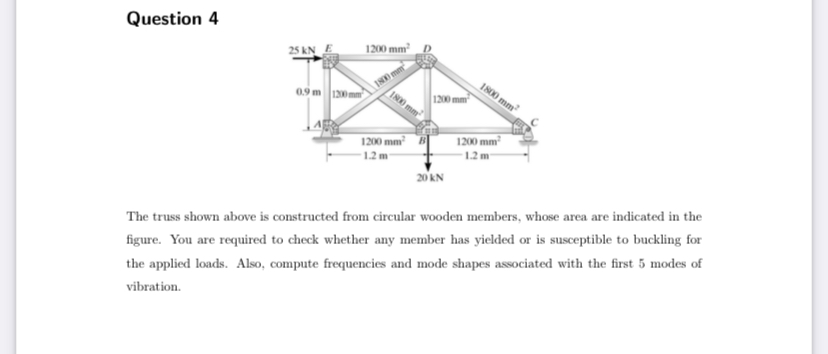 Question 4 The truss shown above is constructed