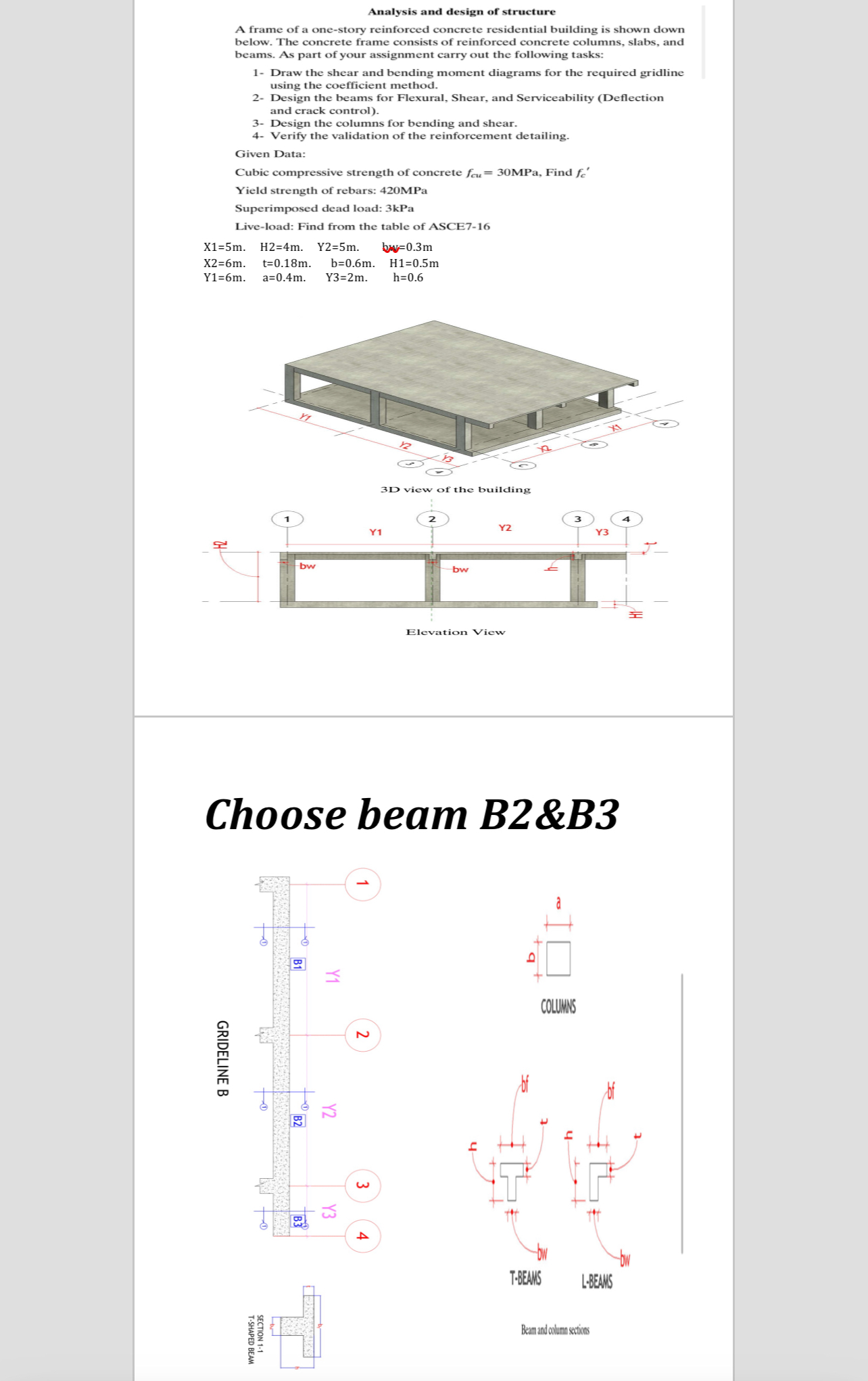 Analysis and design of structure A frame of a one