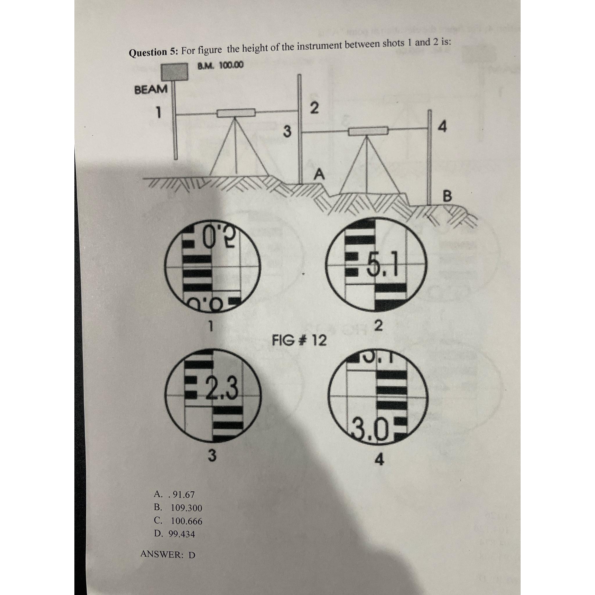 Question 5 : For figure the height of the
