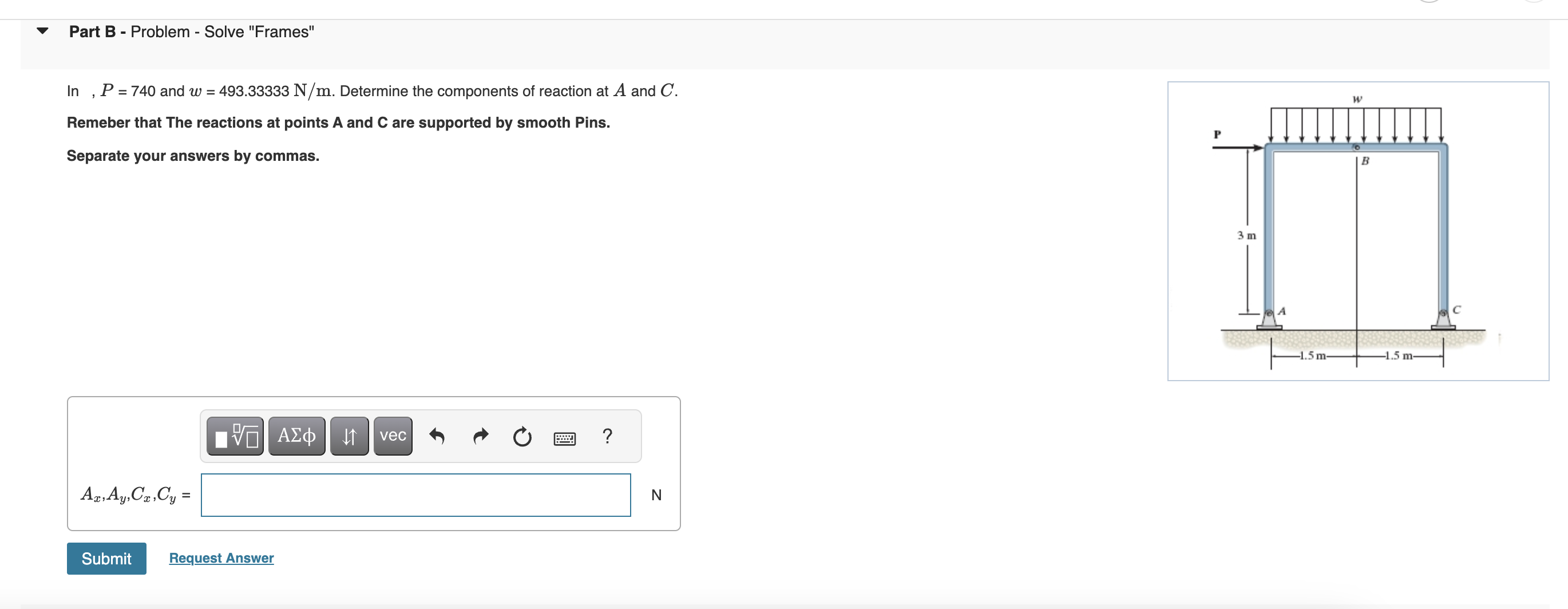 Part B - Problem - Solve "Frames" In , P = 7 4 0