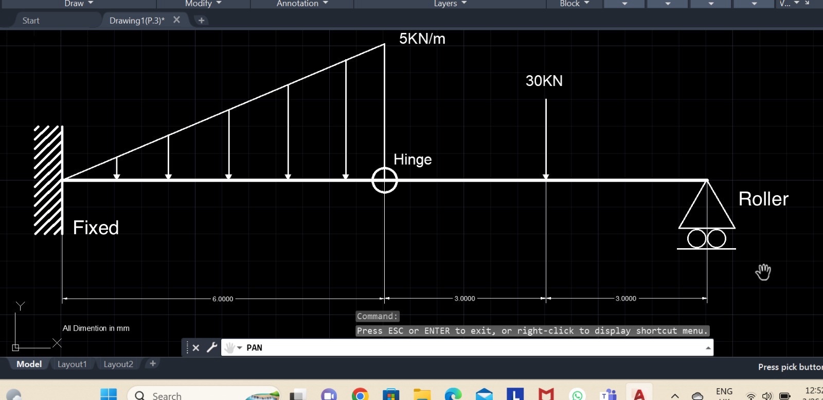Draw the internal forces diagrams for the