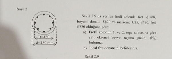 Soru 2 ekil 2 . 9 ' da verilen fretli kolonda,