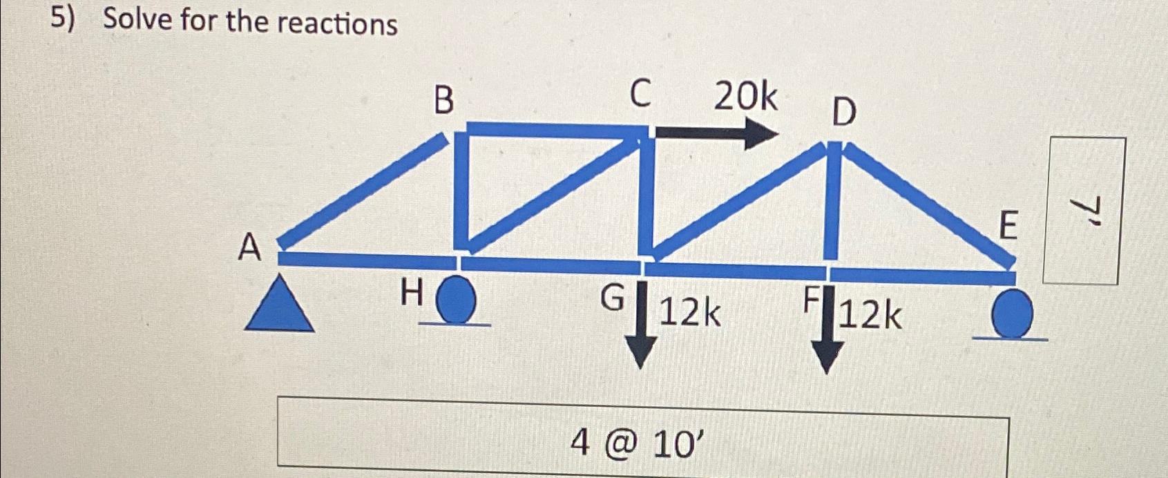 Solve for the reactions 4 @ 1 0 '