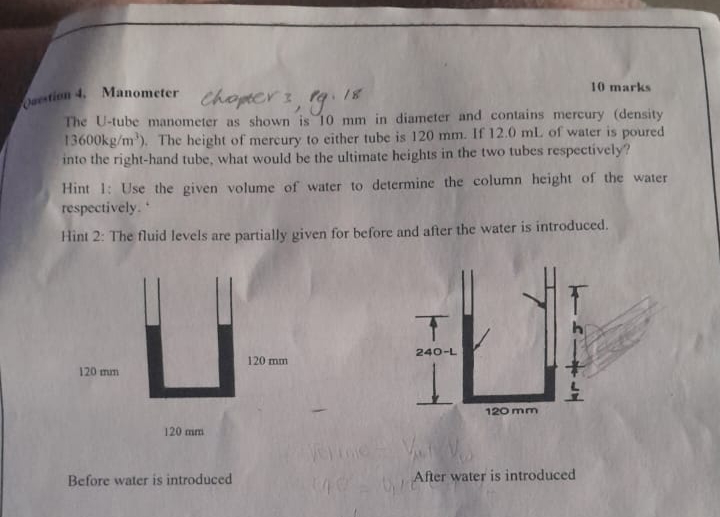 1 0 marks Manometer Chopter 3 , P g . 1 8 1 0