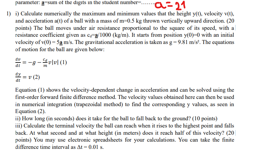 parameter: a ? = sum of the digits in the student