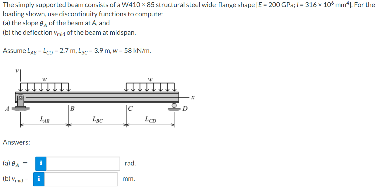 The simply supported beam consists of a W 4 1 0 8